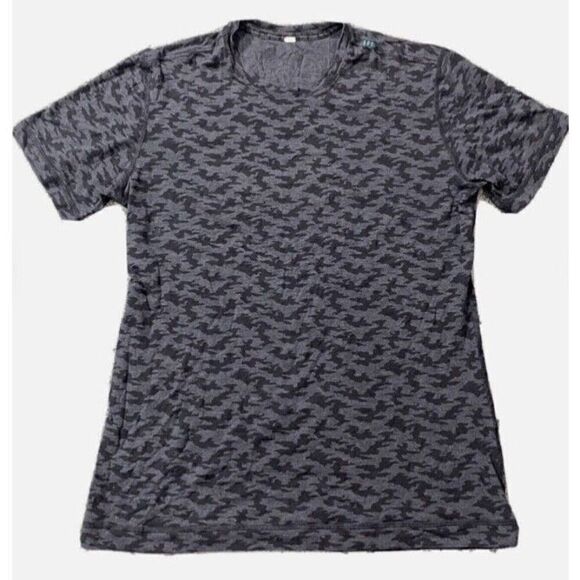Lululemon T Shirt Top Mens M Gray Camo Short Sleeve Crew Neck - Picture 1 of 3